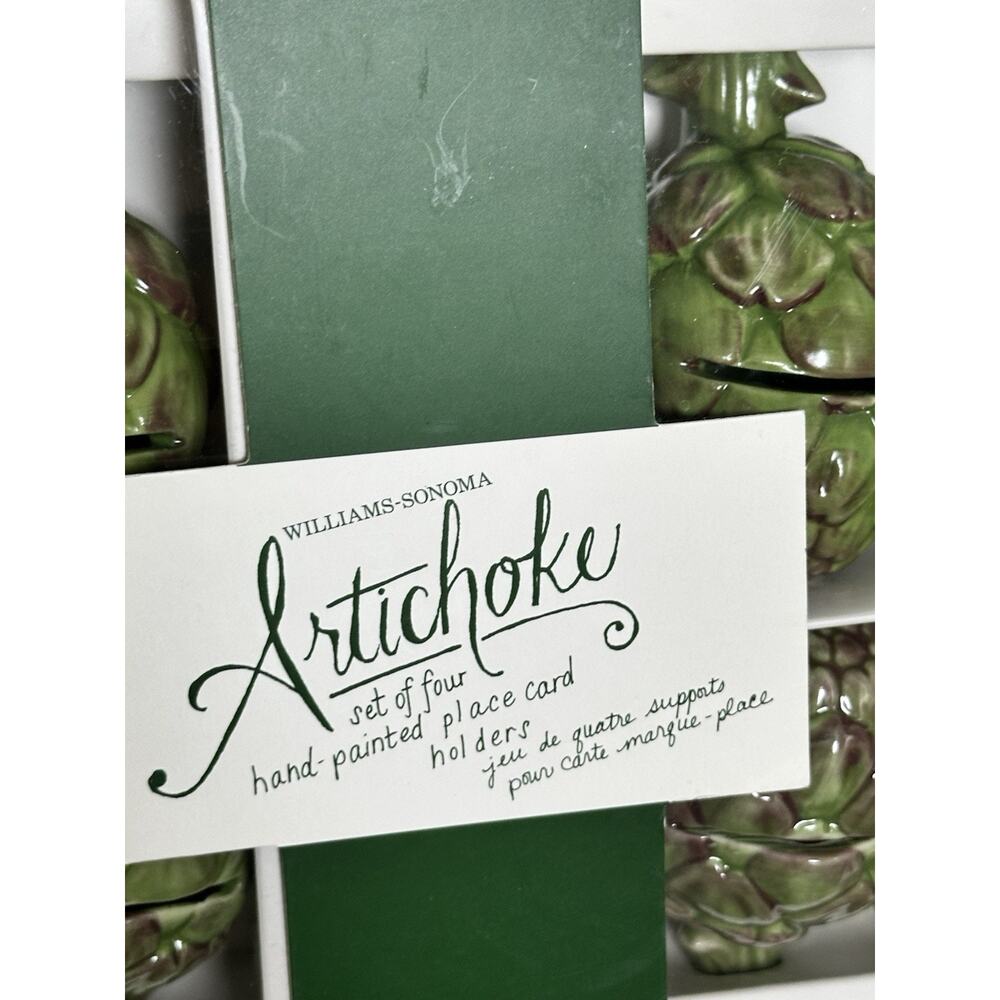 NEW Williams Sonoma Artichoke Hand Painted 2 Sets Of 4 Place Card Holders - Picture 2 of 5